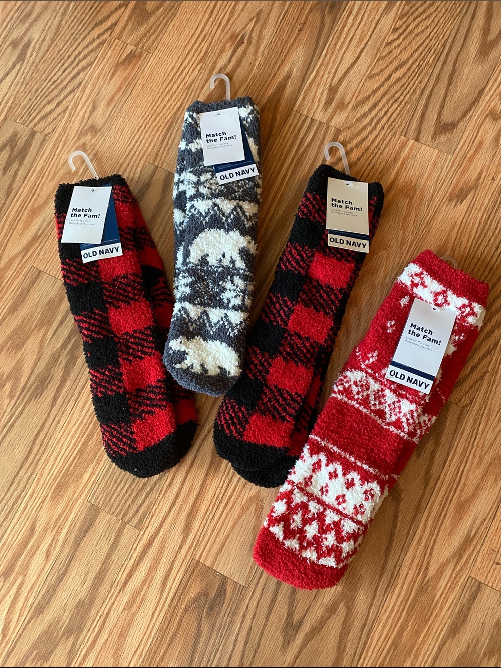 Old Navy Cozy Fuzzy Socks - Red & Black Buffalo Plaid, Red Fair Isle, Gray NWT